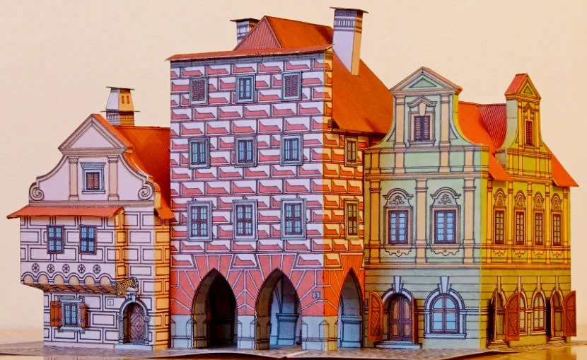Три дома с фрагментом улицы 1:100. (100/3)